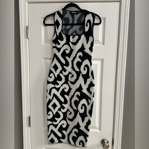 Express Black and White Swirl Midi Dress